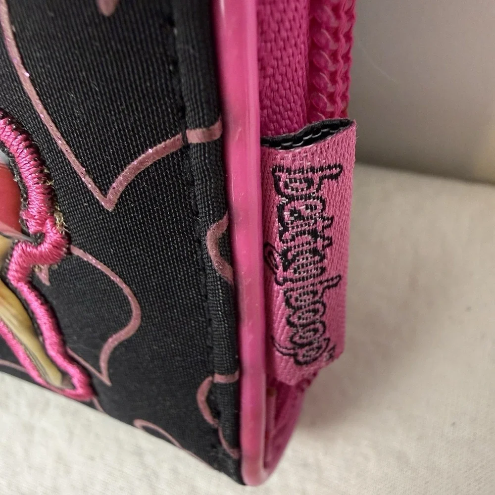VTG Betty Boop Zip Around‎ Wallet Clutch Coin Purse Pink Black Hearts NWT 2005